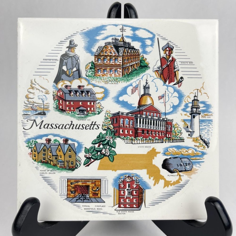 Soriano Ceramics Decorative Tile Massachusetts Landmarks 6" Square Trivet